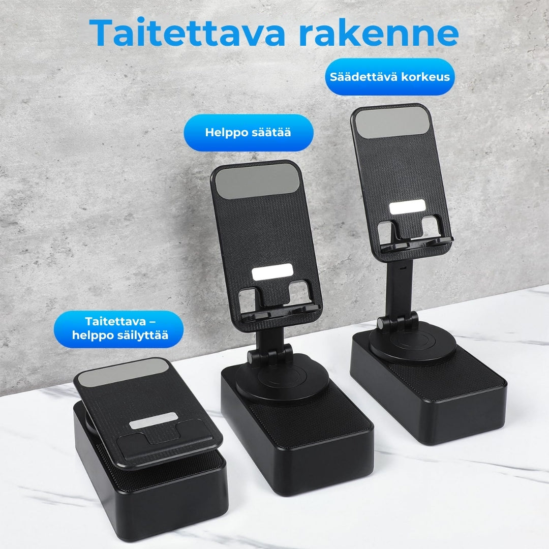 3-in-1 taitettava kaiutinteline sisäänrakennetulla varavirtalähteellä