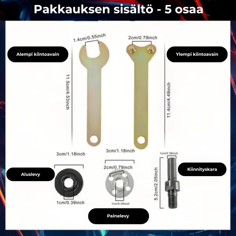 Porakoneen hiomalaikka-adapterisarja