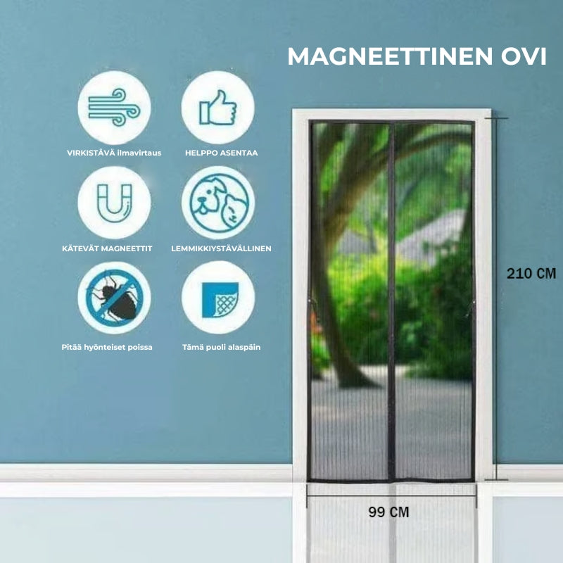Magneettinen hyttyssuoja oveen – 5min asennus