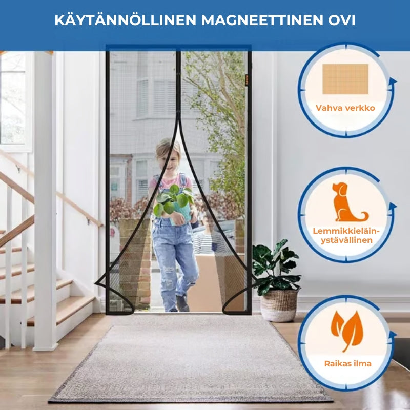 Magneettinen hyttyssuoja oveen – 5min asennus