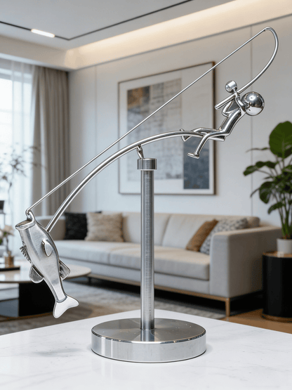 🎣 Tasapainotteleva kalastaja -veistos