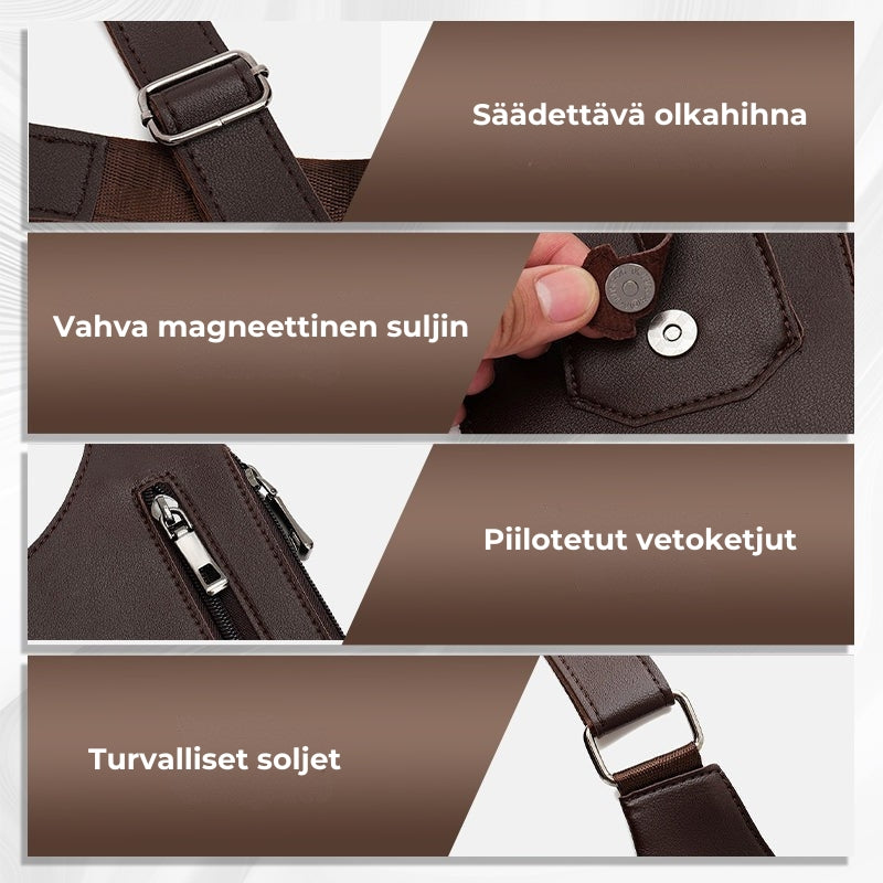 Tyylikäs varkaudenestolaukku miehille