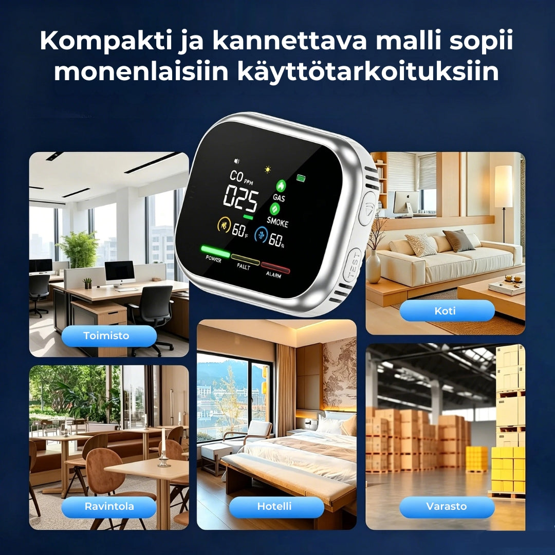 6-in-1-kaasu- ja savuhälytin – Tunnistaa jopa 12 kaasua