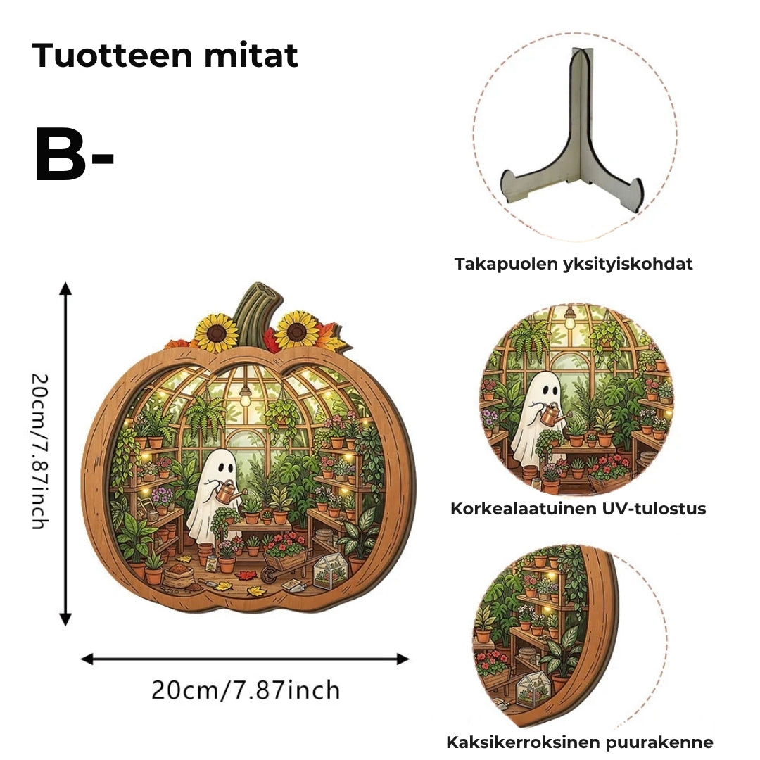 Puiset LED-kurpitsakoristeet Halloweeniin