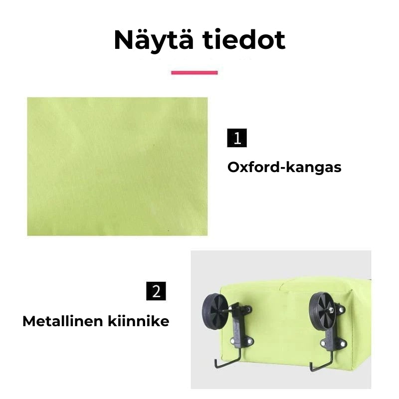 Kokoontaitettava ostoskassi pyörillä