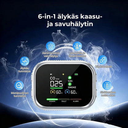 6-in-1-kaasu- ja savuhälytin – Tunnistaa jopa 12 kaasua