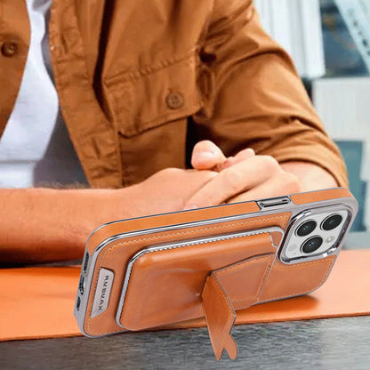 Nahkainen iPhone-korttikotelo magneettikiinnityksellä