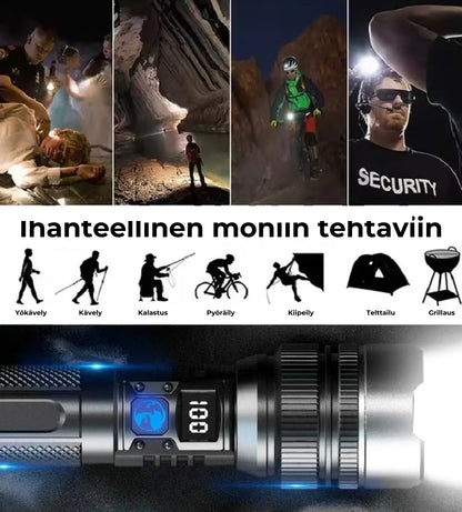 StormBeam teleskooppinen taskulamppu ja varavirtalähde