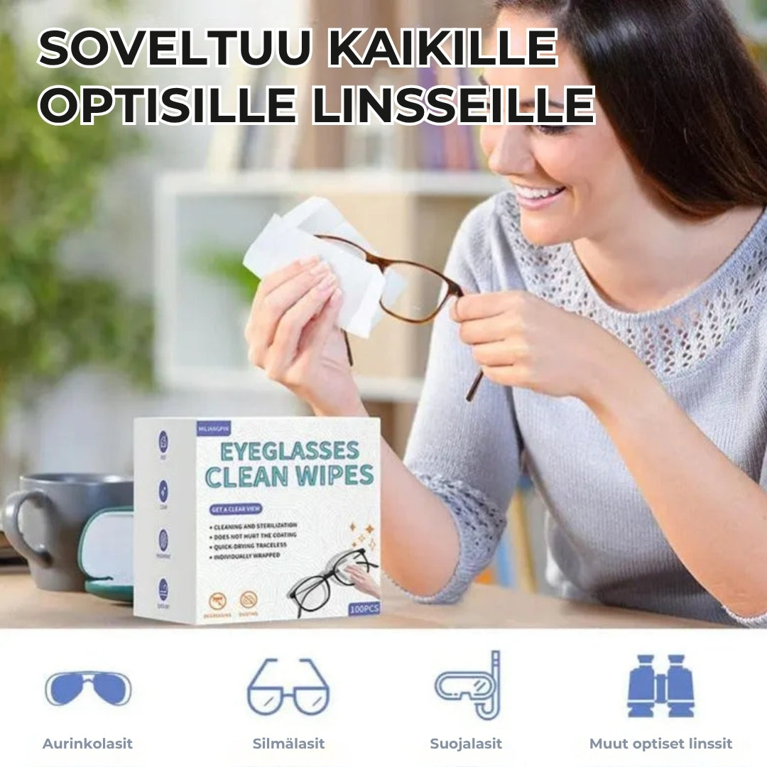 Silmälasien puhdistusliinat huurtumisen estoon (100 kpl)