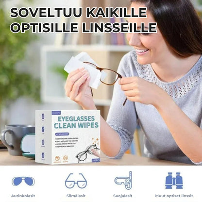 Silmälasien puhdistusliinat huurtumisen estoon (100 kpl)