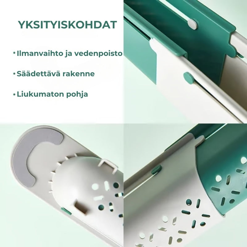 Teleskooppinen säilytysteline pesualtaan alle