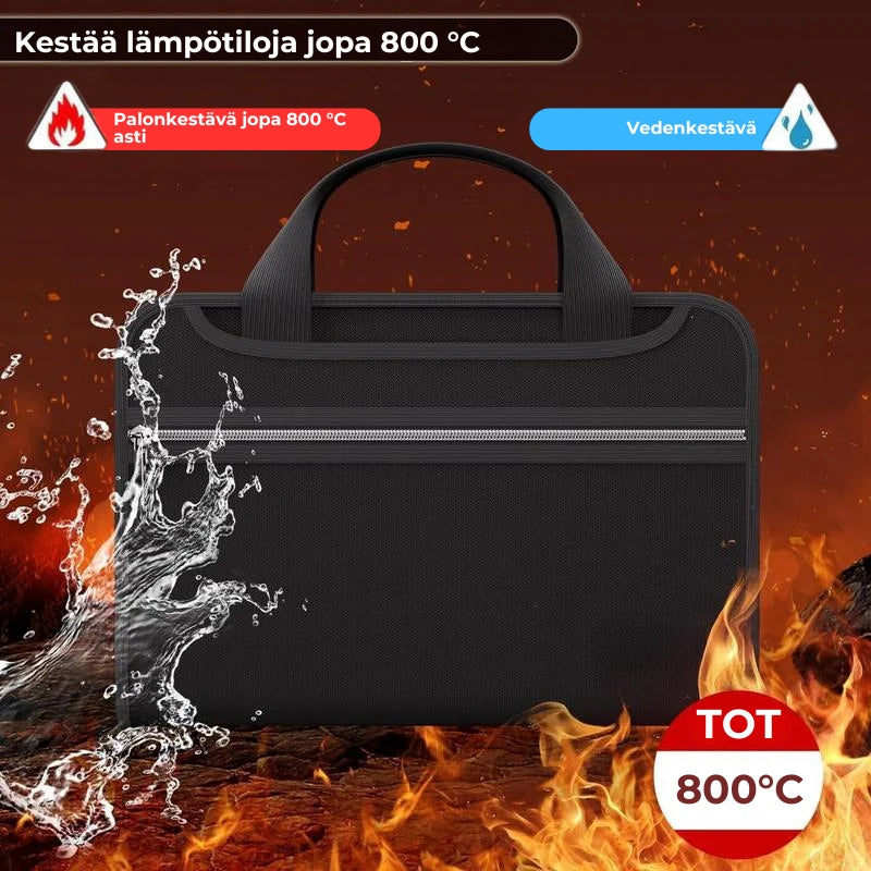 Suuri palonkestävä A4-asiakirjakansio kantokahvalla