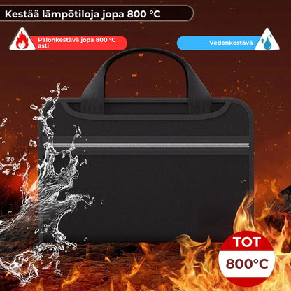 Suuri palonkestävä A4-asiakirjakansio kantokahvalla