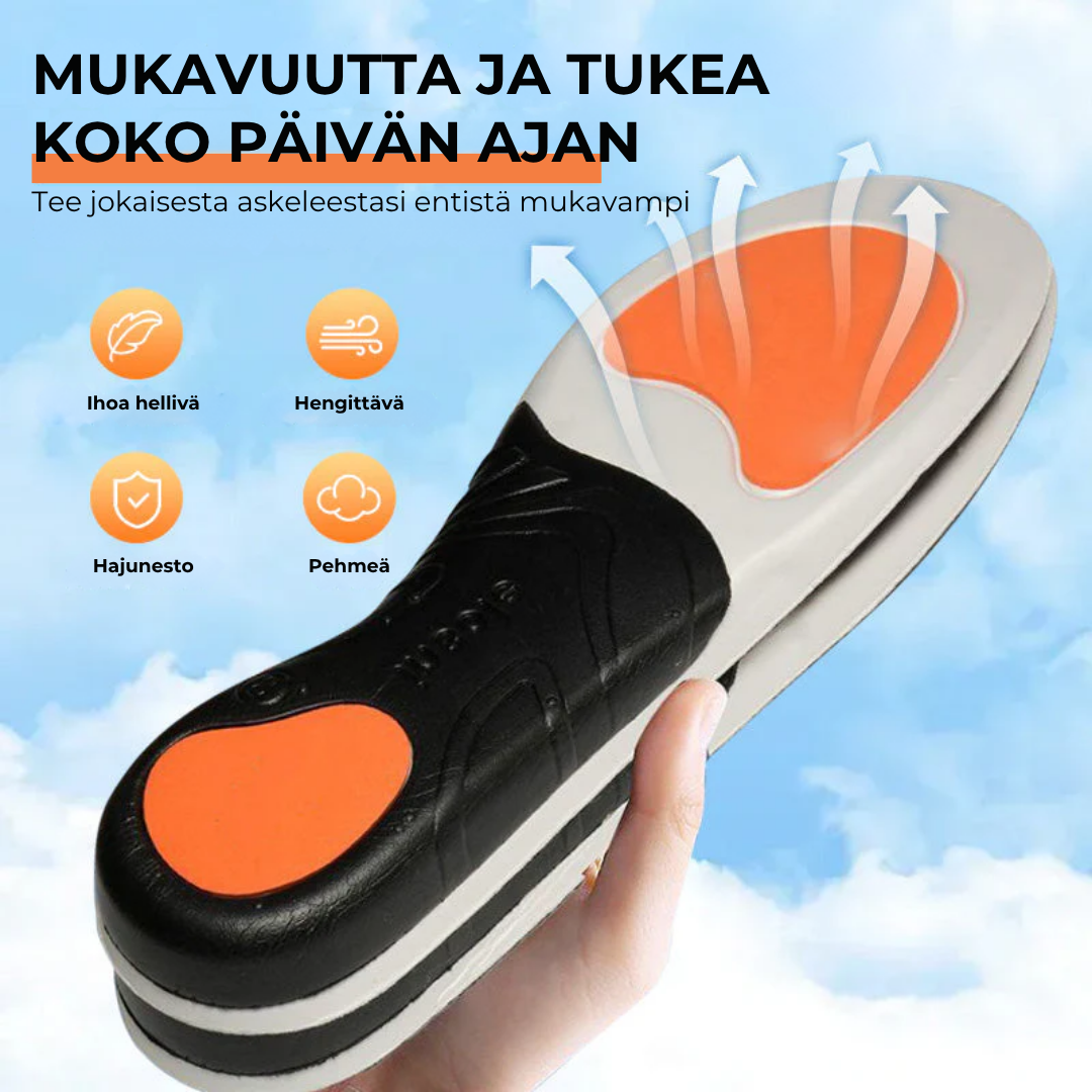 Urheilupohjalliset, joissa on iskunvaimennus ja jalkakaaren tuki
