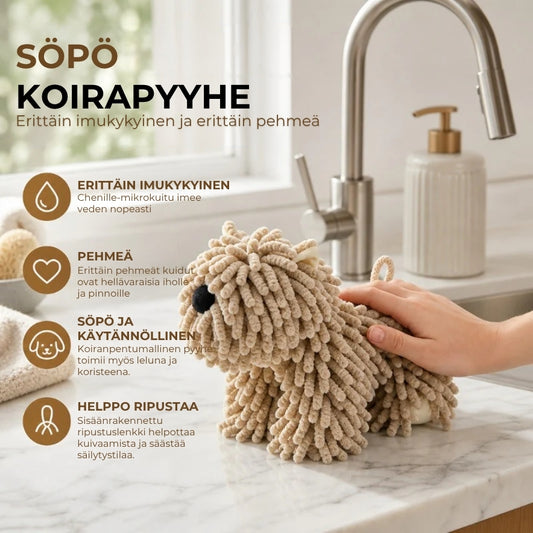 Koiranmuotoinen chenille-mikrokuitupyyhe
