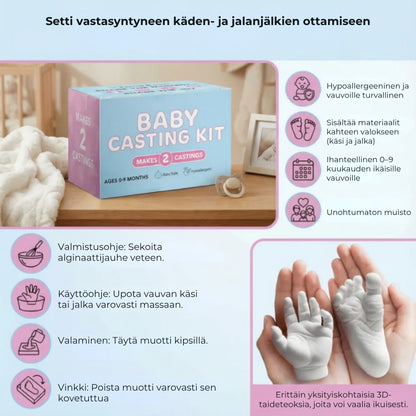 Kipsivalusetti vauvan käsille ja jaloille