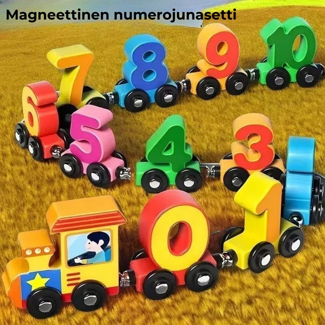 Magneettinen puinen numerojunasarja