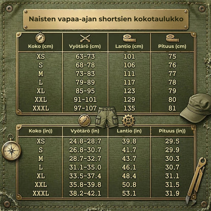 Nopeasti kuivuvat naisten cargo-shortsit taskuilla