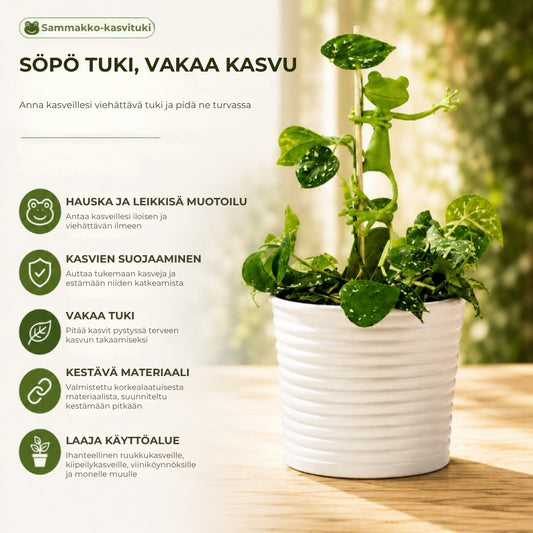Söpö sammakonmuotoinen kasvituki (5 kpl)