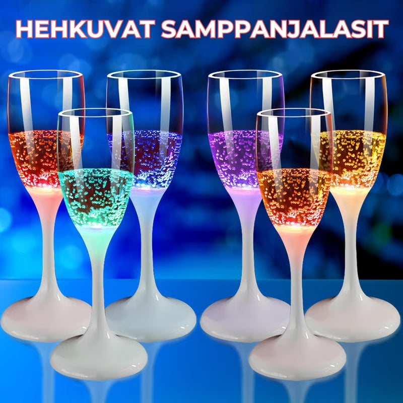 LED-valaistut viini- ja samppanjalasit