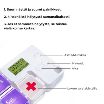 Viikoittainen lääkedosetti hälytysmuistutuksella