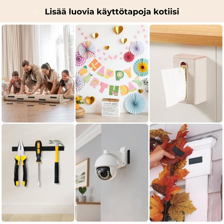Kaksipuoliset tarranauhat – erittäin vahvat ja uudelleenkäytettävät (40 kpl / 20 paria)