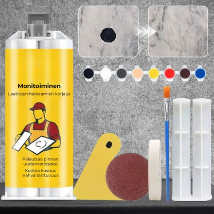 Monikäyttöinen korjaussarja laattojen ja kivipintojen halkeamien korjaamiseen