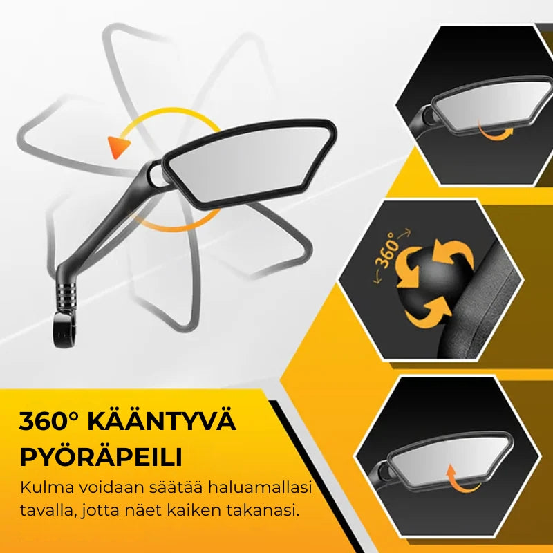 360° kääntyvä ja säädettävä pyörän taustapeili