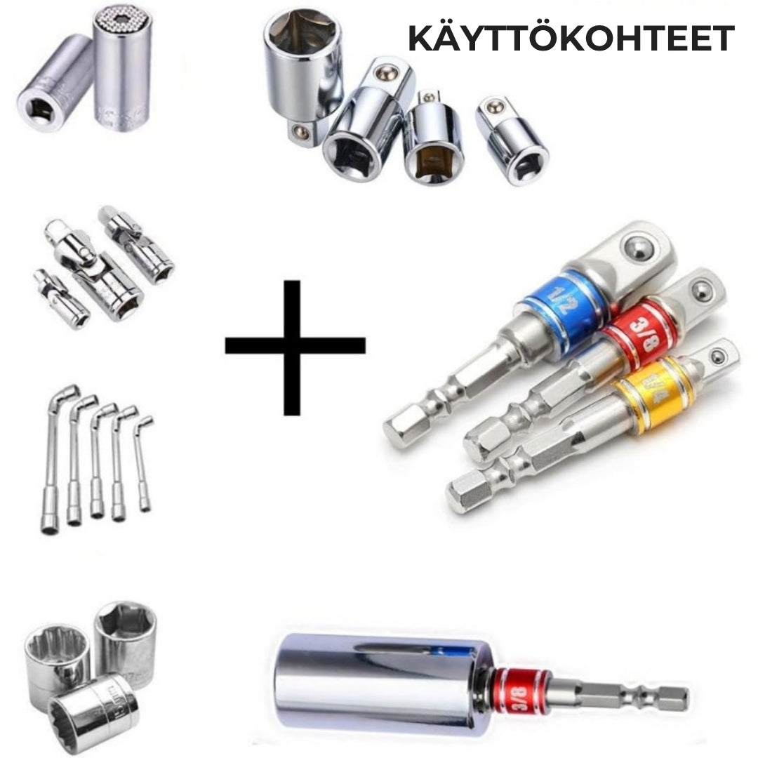 3-osainen porakoneen hylsyadapterisarja