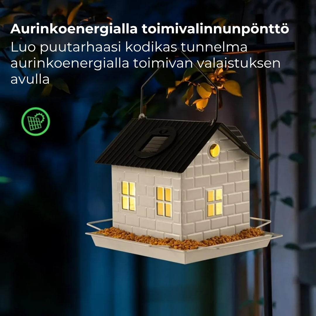 🕊️ Aurinkokäyttöinen linnunpönttö – automaattinen valaistus