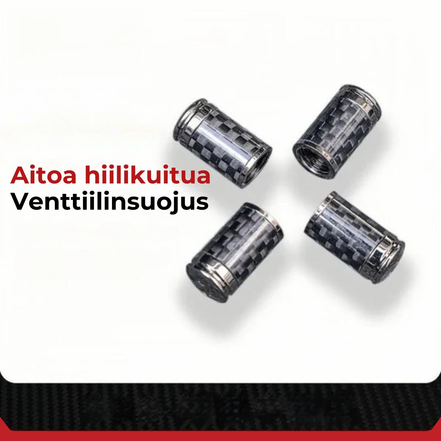 Hiilikuituiset venttiilikorkit renkaisiin