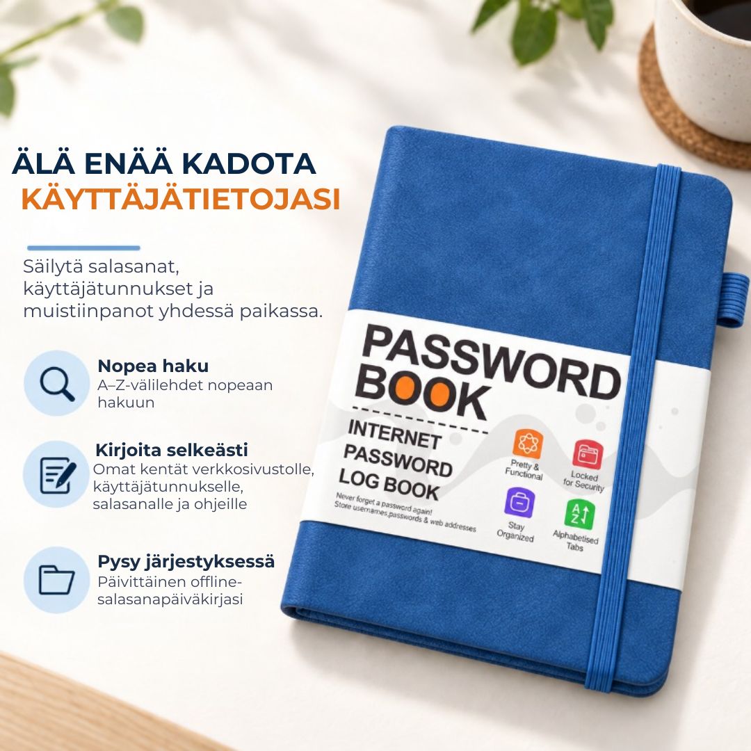 Aakkosellinen salasanakirja värikoodeilla