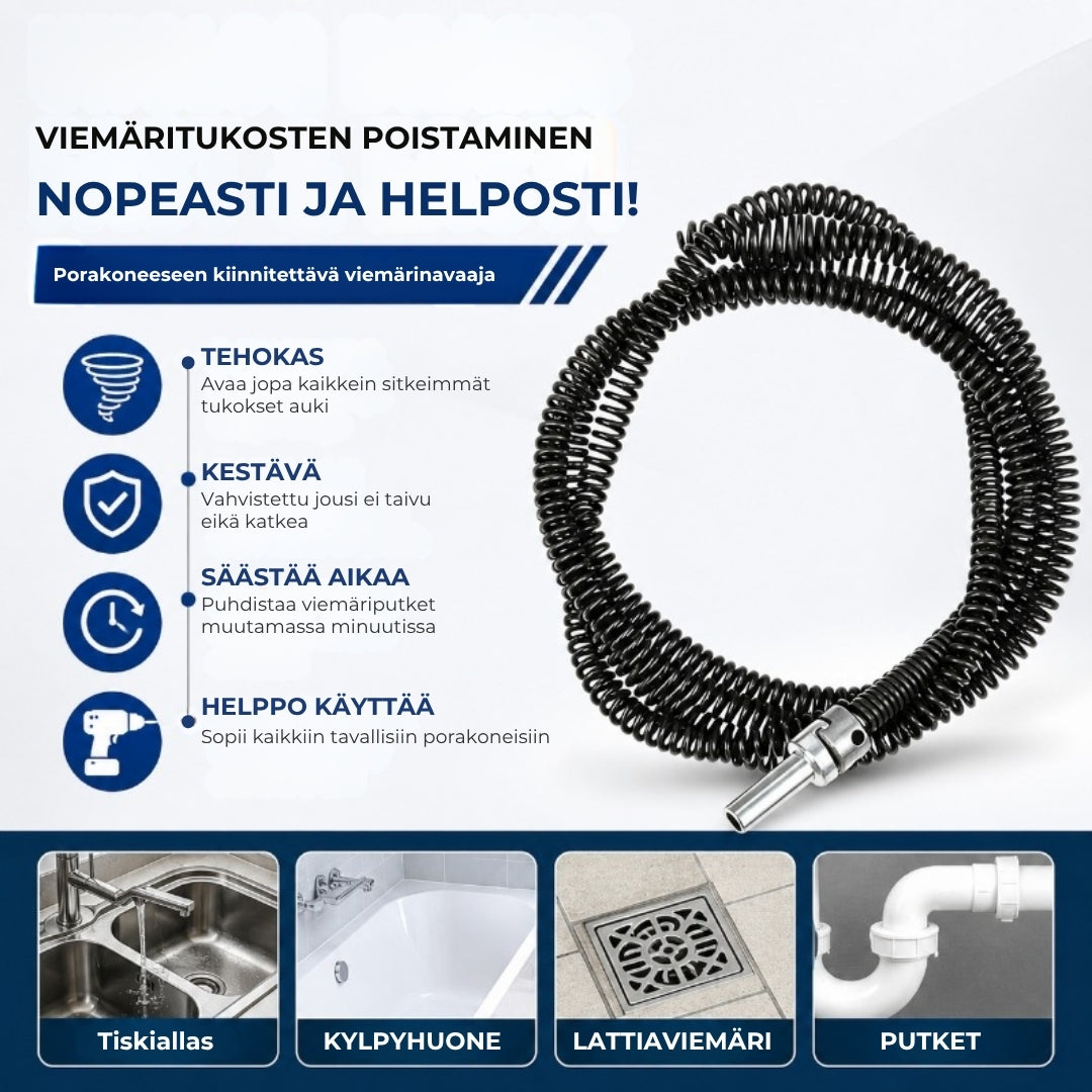 Viemärinavauskaapeli porakoneeseen