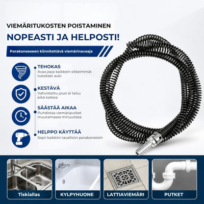 Viemärinavauskaapeli porakoneeseen