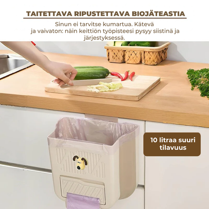 Tilaa säästävä kokoontaitettava biojäteastia