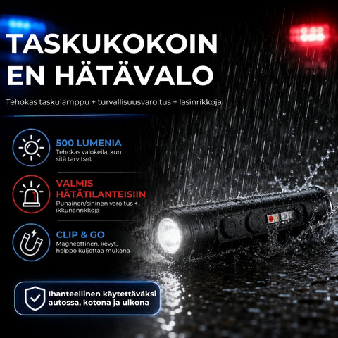 Tehokas mini-taskulamppu avaimenperään magneettijalustalla