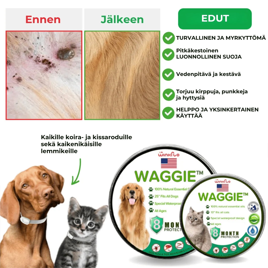 Luonnollinen kirppu- ja punkkipanta – Waggie™