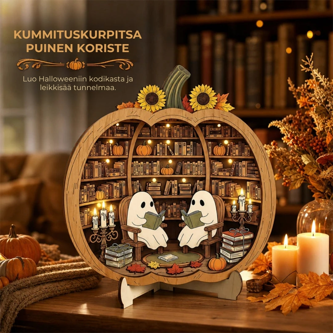 Puiset LED-kurpitsakoristeet Halloweeniin