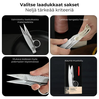 Ruostumattomasta mikrokiteisestä teräksestä valmistetut sakset