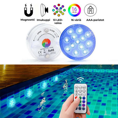 LED-uima-allasvalot – Vedenpitävät RGB-valot uima-altaaseen