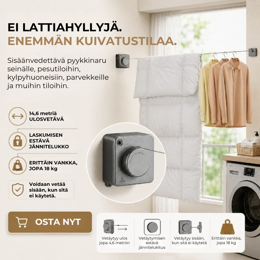 Sisäänvedettävä pyykkinaru