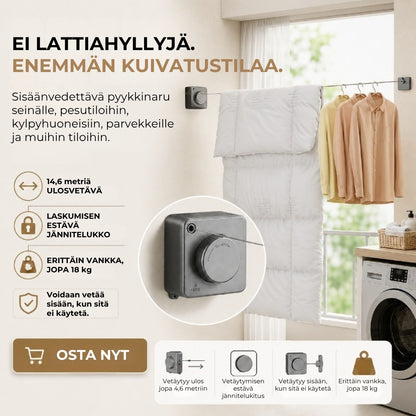 Sisäänvedettävä pyykkinaru