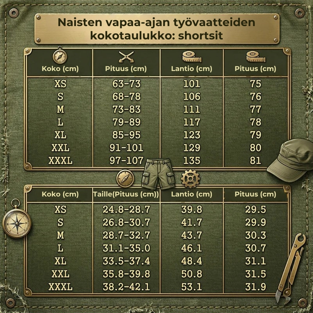Nopeasti kuivuvat naisten cargo-shortsit taskuilla