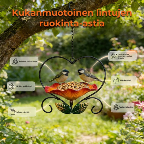 Kukanmuotoinen lintujen ruokinta-astia