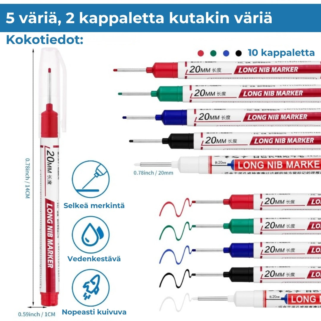 Pitkäkärkinen merkintätussi – ammattilaisen työkalu