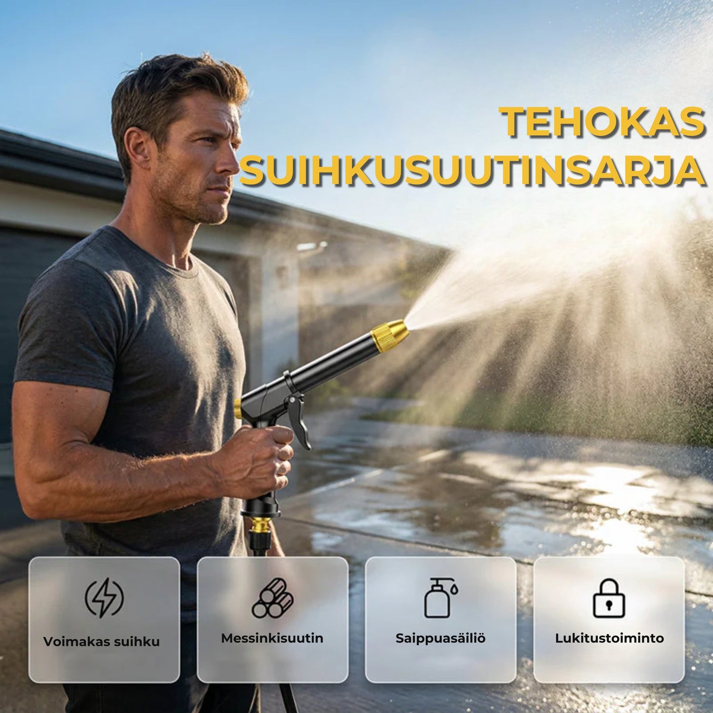 Tehokas suihkupistooli puutarhaletkuun