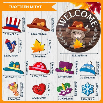 Ylämaankarjaa esittävä tervetulokyltti