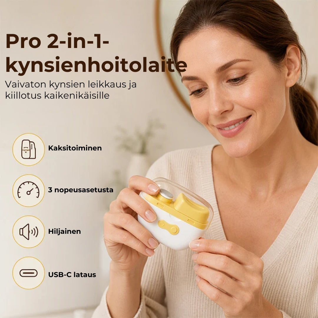 Sähköinen 2-in-1-kynsileikkuri ja kynsiviila