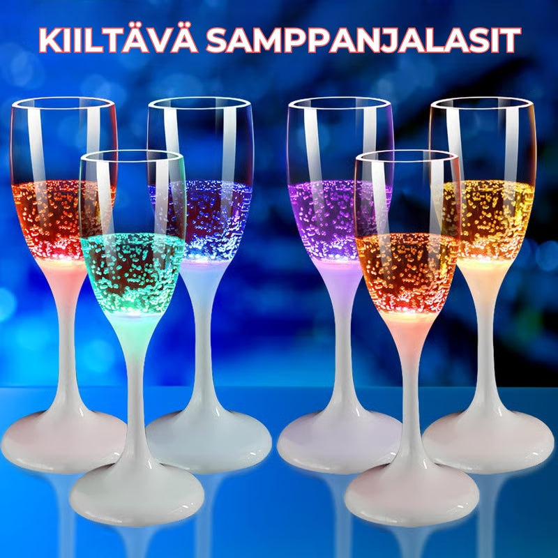 LED-valaistut viini- ja samppanjalasit