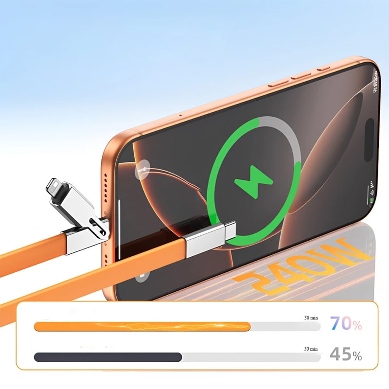 240 W:n pikalatauskaapeli 360° kääntyvällä telineellä